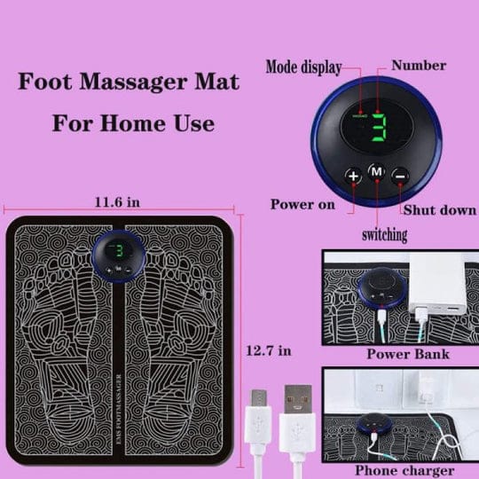 ELECTRONIC EMS FOOT MASSAGER MAT RELEXATION AND MUSCLE RELIEF - MONAFY