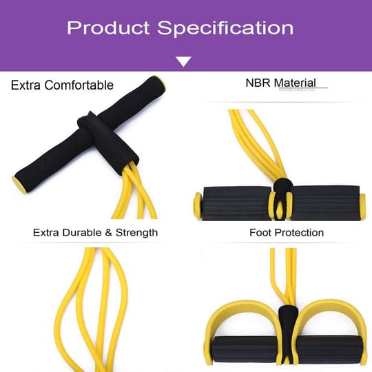 4 TUBE PEDAL PULL ROPE ELASTIC RESISTANCE BAND FOR HOME FITNESS - MONAFY