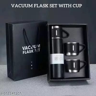 3- IN -1  VACCUM INSULATED THERMAL FLASK SET WITH MATCHING CUP SET - MONAFY