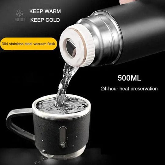 3- IN -1  VACCUM INSULATED THERMAL FLASK SET WITH MATCHING CUP SET - MONAFY