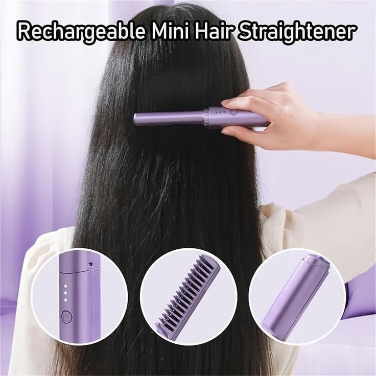 CORDLESS/WIRELESS RECHARGEABLE TRAVEL COMB HAIR STRAIGHTENER MONAFY BRAND