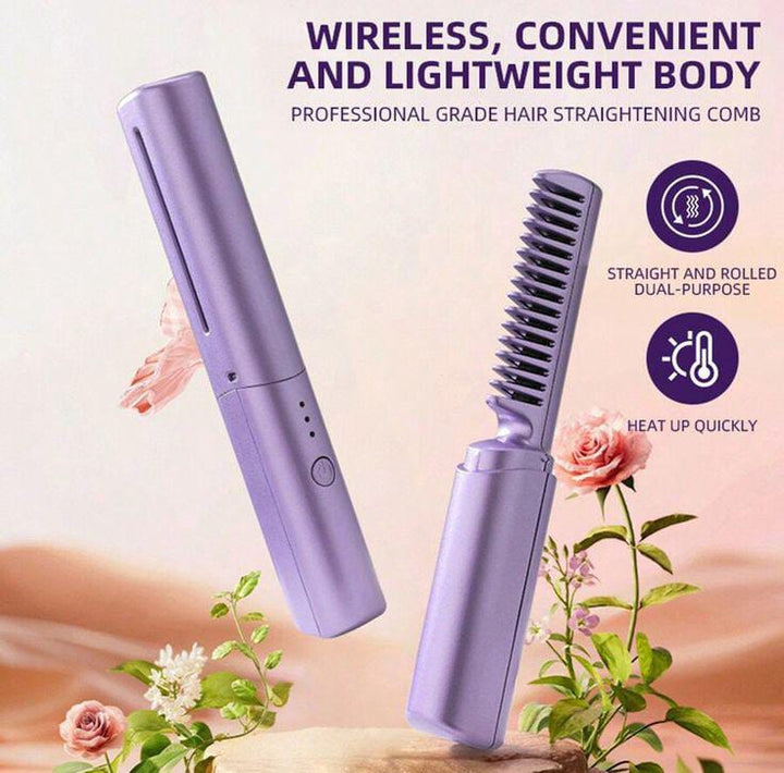 CORDLESS/WIRELESS RECHARGEABLE TRAVEL COMB HAIR STRAIGHTENER MONAFY BRAND